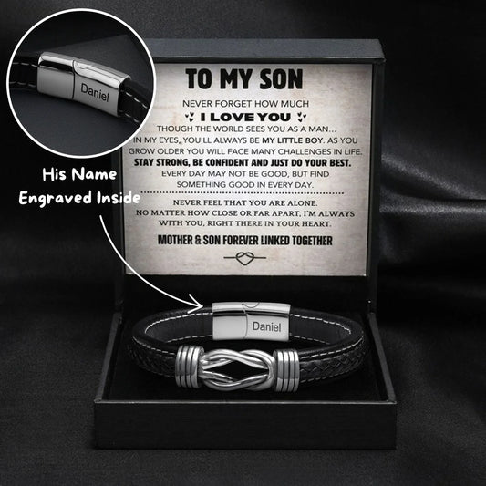 Son’s Eternal Knot Bracelet Gift Set – Personalized with Engraving